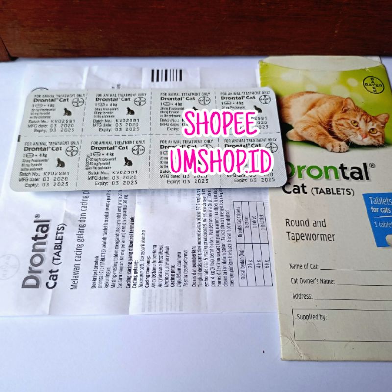 Drontal Cat Obat Cacing Kucing Asli - Drontal Kucing Asli