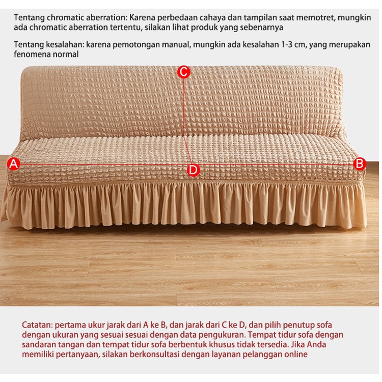 Mi.more Sofa Bed Cover With Skirt With Satu Sarung Bantal M(160-190cm)/L(190-210cm) / Penutup Sarung Alas SofaBed Elastis Rend