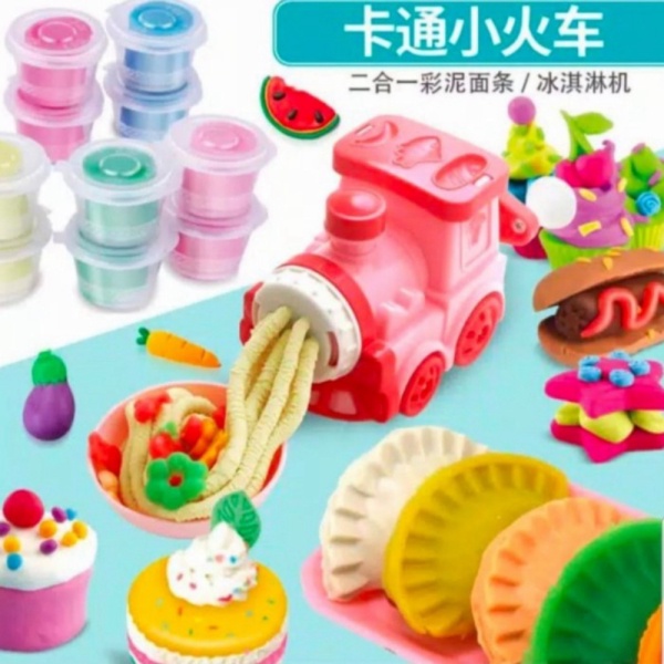 

MAINAN ANAK DIY MESIN CETAKAN PLAYDOH CARTOON CLAY TRAIN PLAY DOUGH - Merah Muda Murah