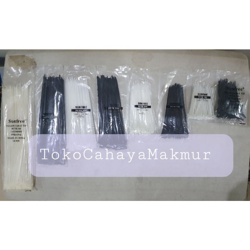 Kabel Ties isi 100bh 2,5x100mm - 3,6x300mm Putih&amp;Hitam Sunfree/Powell