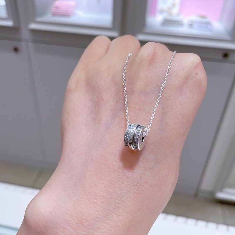 Pandora Kalung 925 Silver Cubic Zirconia Dengan Liontin Berlian Untuk Wanita