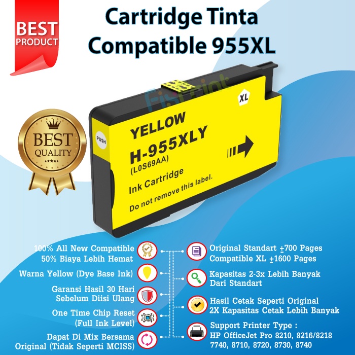 Cartridge Tinta HP 955XL 955 XL Compatible 7720 7740 8210 8740 8720