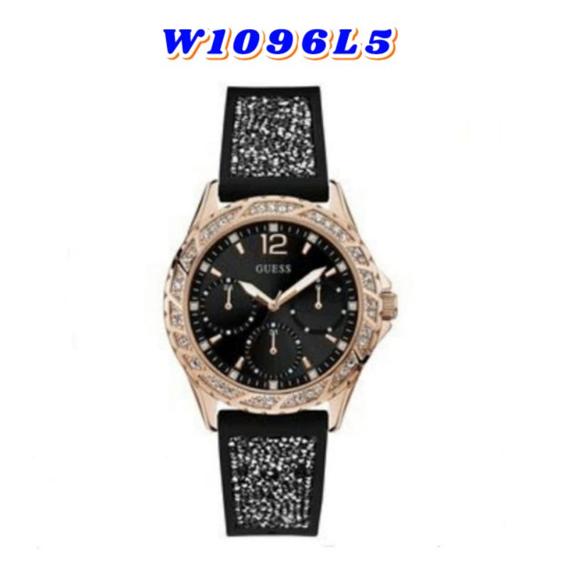 JAM TANGAN WANITA GC GUESS RUBBER BLACK W1096L5 ORIGINAL
