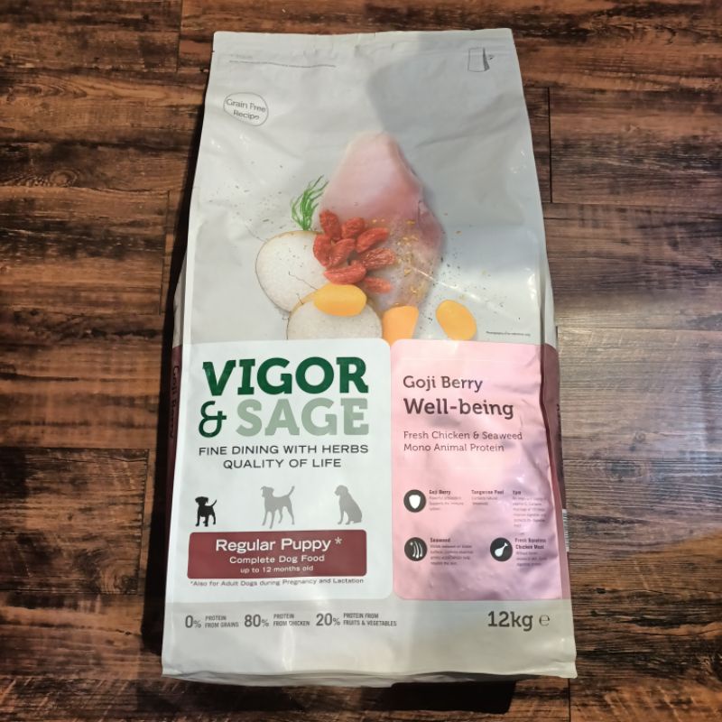 Vigor &amp; Sage Dog Puppy Regular Goji Berry Well Being 12 Kg