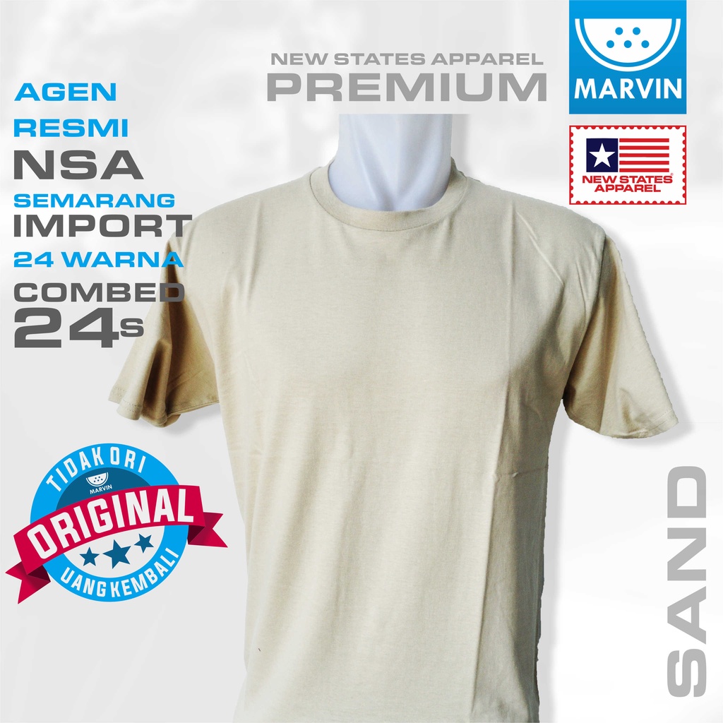 Kaos lengan pendek polos krem new states apparel import 24s tshirt premium sand custom sablon pod pr
