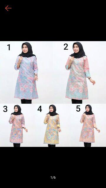 Atasan Batik Wanita Motif Kembang Langit Lengan Panjang