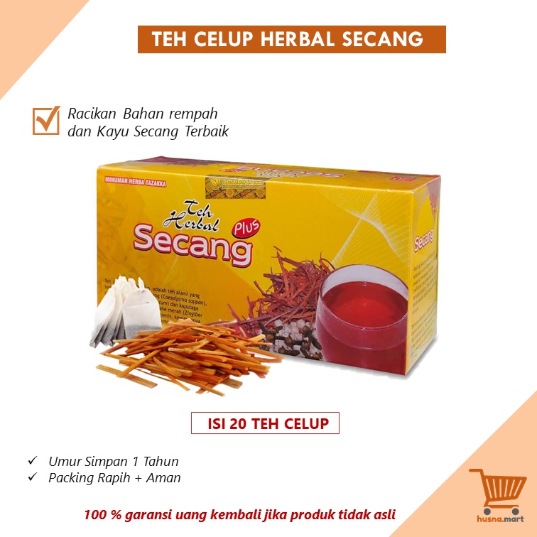 Teh Celup Kayu Secang Plus Minuman Herbal Kesehatan Daya Tahan Tubuh - Tazakka isi 20 Kantung