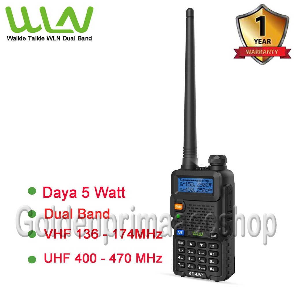 PAKET HANDSFREE HT WLN KD-UV1 DUAL BAND (UHF,VHF) DAYA 5 WATT