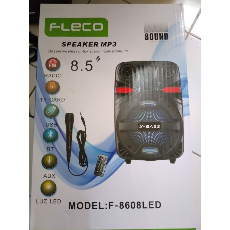 SPEAKER BLUETOOTH KARAOKE FLECO F-8608/8607/8609/8604(bonus mic)8,5inch