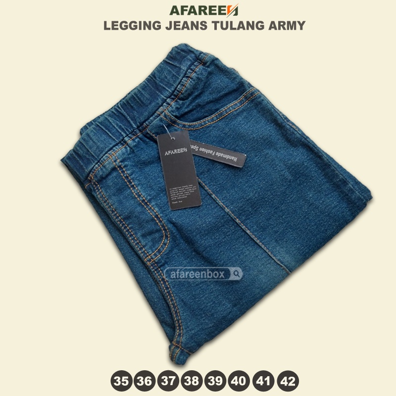 AFAREEN - Celana Jeans Tulang Wanita Jumbo Legging Jeans Tulang Front Line Garis Depan 35-42