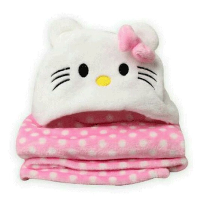 Selimut Cat Pink / Red / Polka Pink Karakter Double Fleece Selimut Bulu Bayi