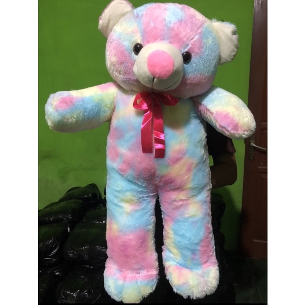 Boneka Beruang Tedy Bear Rainbow Ukuran Jumbo Extra Large Kain Bulu Rasfur Label SNI