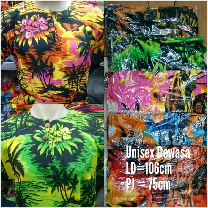 PROMO TERKINI Baju Pantai Bali Hawaii Unisex Random