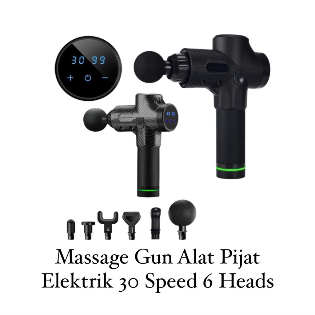 Massage Gun Alat Pijat Getar Terapi 30 speed 6 Heads