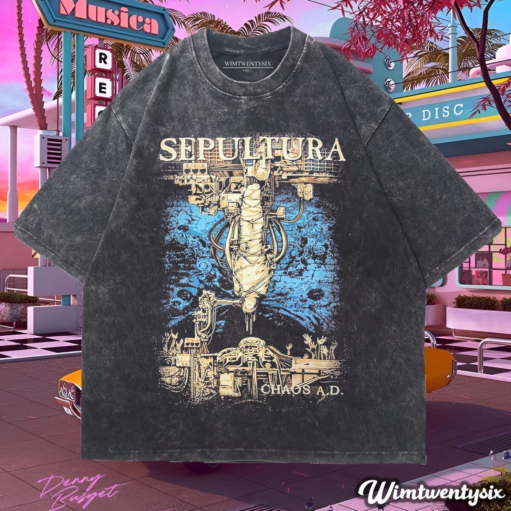 KAOS BAND SEPULTURA WASHING VINTAGE TEE (OVERSIZE WASHED T-SHIRT)