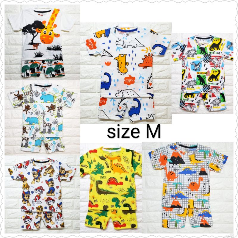 size M  SETELAN KIDS anak CELANA PENDEK katun combed lucu karakter