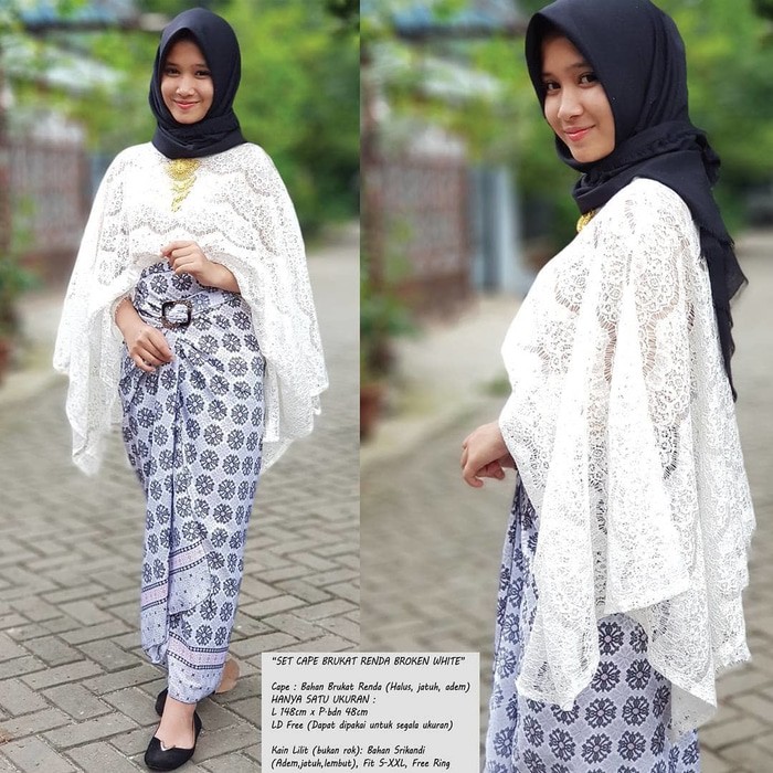 Kebaya Modern Setelan Cape Lace Glitter Putih dan Lainnya