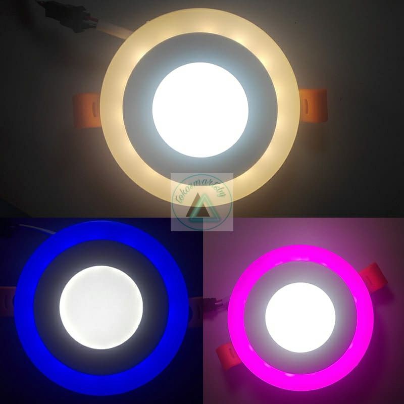 Panel LED IB 2 Warna 6+3 Watt Putih Pink Bulat / Panel LED Inbouw