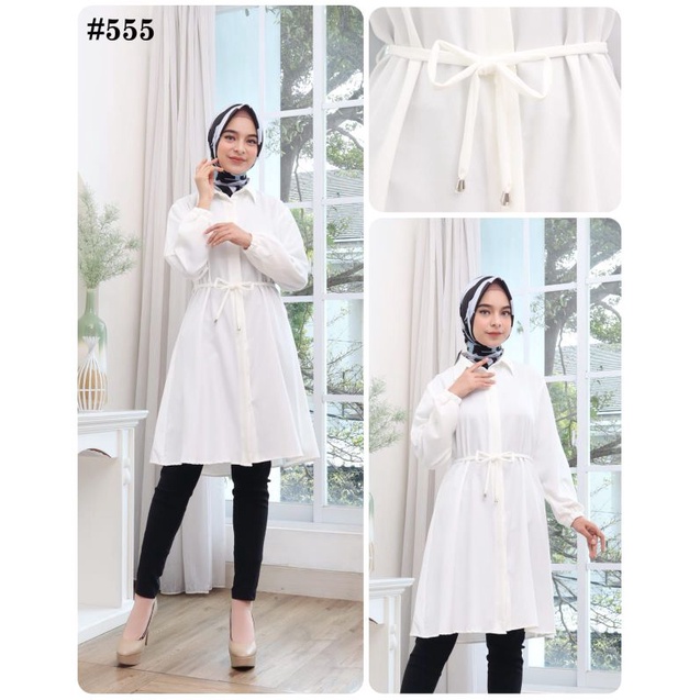 Tunik Polos Hitam dan Putih Rayon Twill Premium