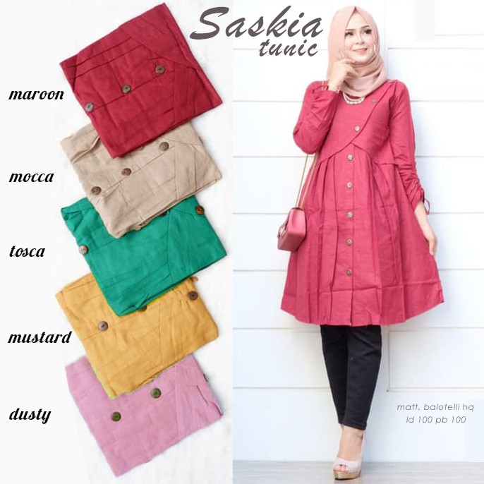 SASKIA TUNIC Tunik Muslim Atasan Muslimah bahan katun