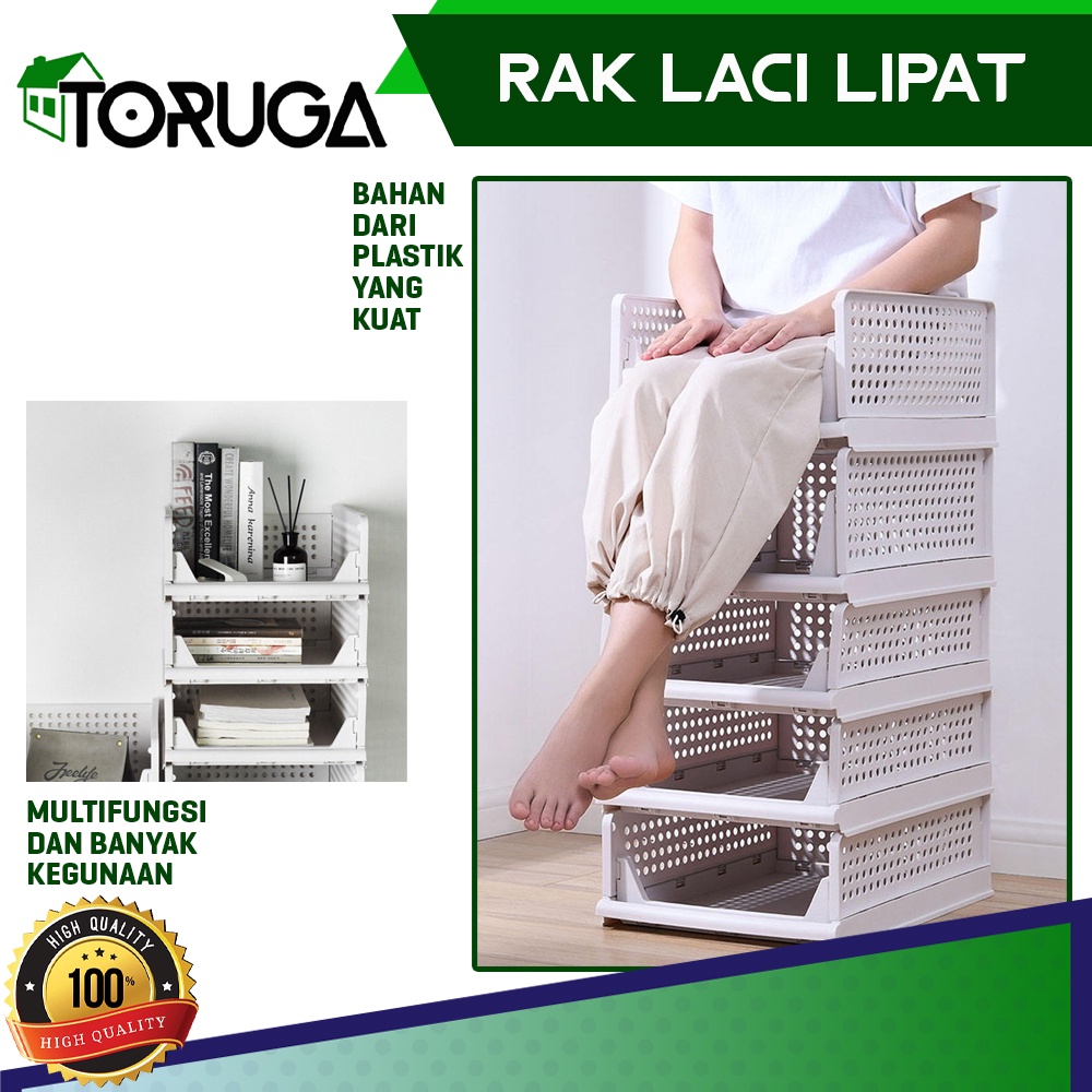 Storage Box Portable Rak Laci Lipat Geser Multifungsi Foldable Penyimpanan Pakaian Serbaguna