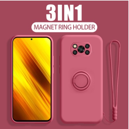 Softcase Silikon liquid Baby Skin Ring Holder Hand Holder 3 in 1 3D Camera For Poco X3 Pro NFC