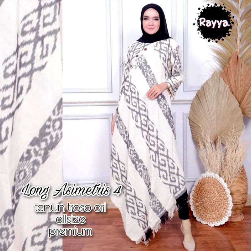 LONG ASIMETRIS - TUNIK TENUN TROSO - LONG TUNIK - TUNIK ASIMETRIS - LONG DRESS - DRESS PANJANG TENUN