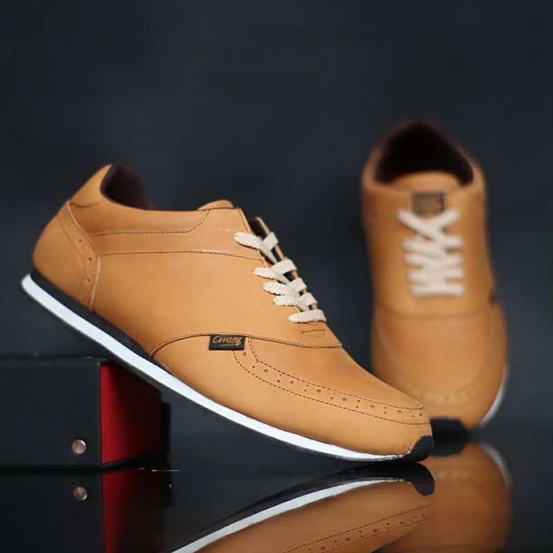 EZRA TAN -Sepatu Casual Kasual Sneakers Pria Kulit Asli/Cowok Sporty Lokal Ori Original Footwear