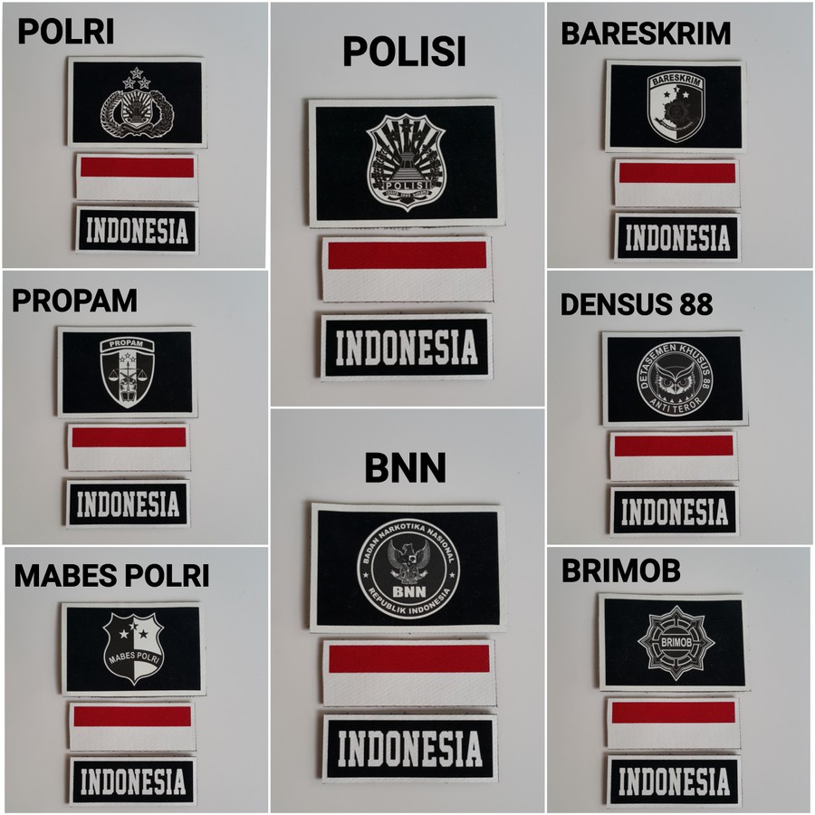 EMBLEM TOPI TACTICAL VELCRO LOGO POLISI 3pcs TEMPELAN TOPI