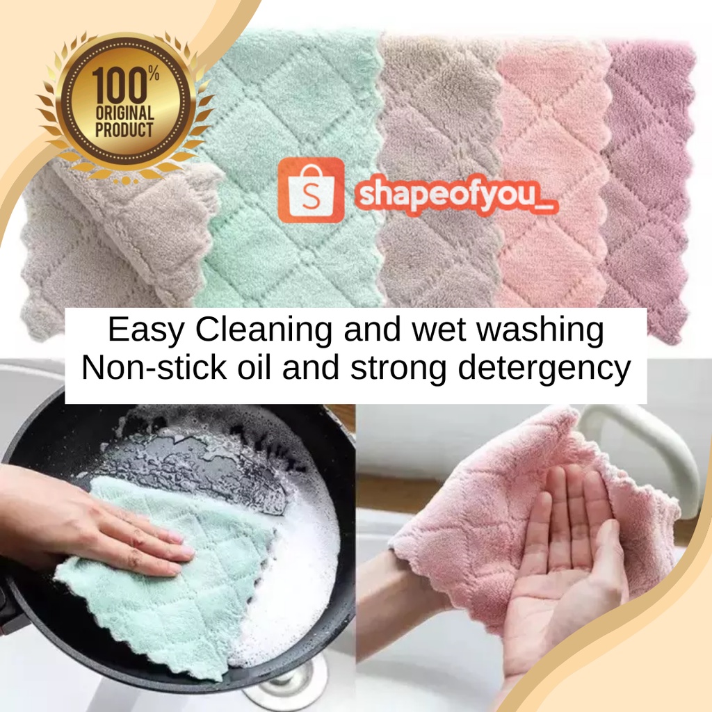 Kain Lap Meja Piring Microfiber Serbaguna Anti Minyak - 25 X 14 CM Pembersih Minyak Peralatan Dpaun Kain Bahan Microfiber Mudah Dicuci