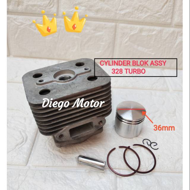 TNK328 TURBO Cylinder blok boringan komplit mesin potong rumput 2tak Tanika turbo 338 328