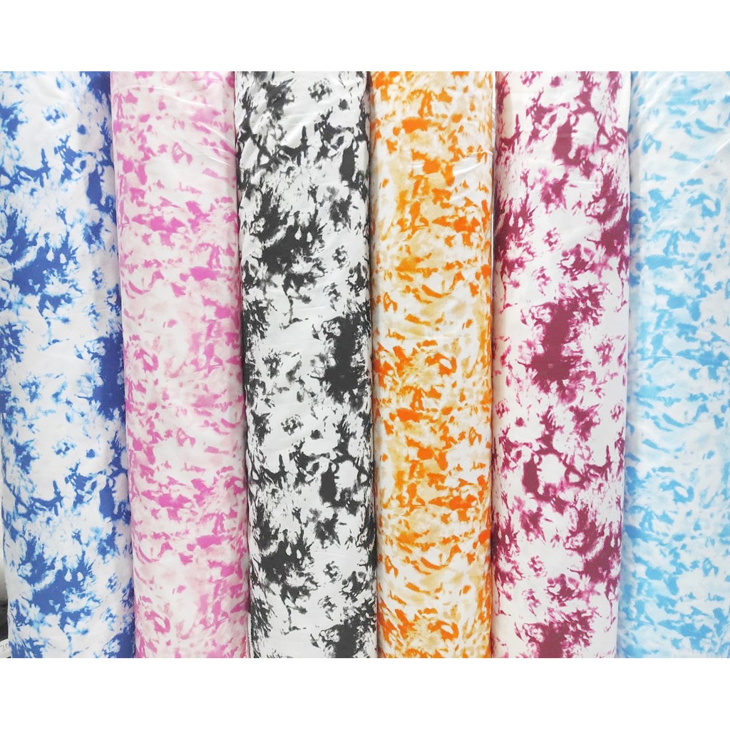 KONICO Bahan Kain Sprei Bahan MIKROTEX Motif TIE DYE CAT NAVY TABUR ( kain meteran ) Vol V