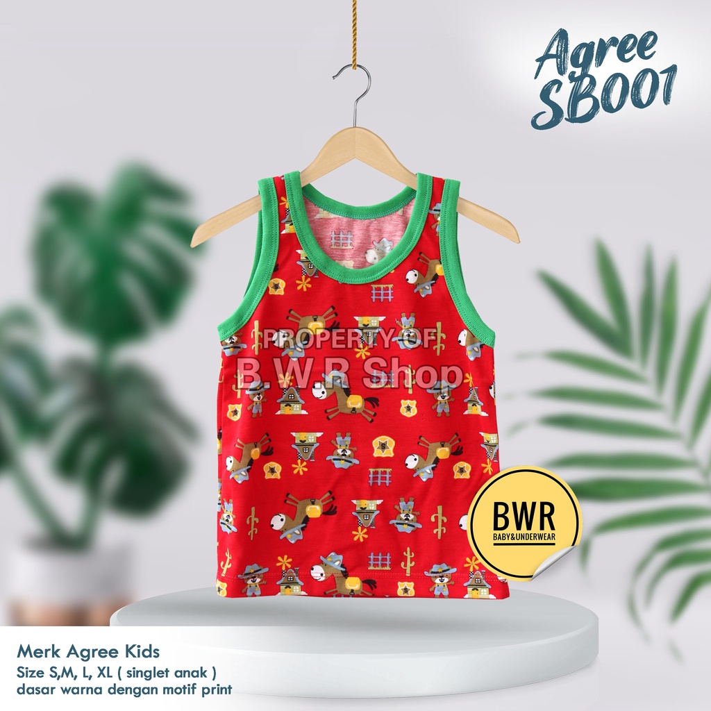 [ 3pc ] Singlet Agree Kids SG-SB001 COBOY / Kaos Dalam Anak Santai Harian Agree SB 001 Motif Lucu | Bwr