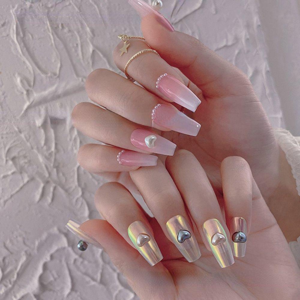 Mxbeauty Paku Charms Highlight Champagne Nail Beauty Love Hati Kuku Salon 3D Dekorasi Kuku