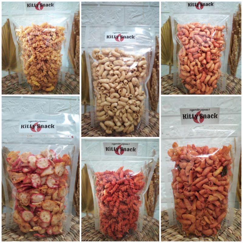 

Aneka Snack Kemasan Pouch Besar / Cemilan Kiloan Makaroni Basreng Seblak