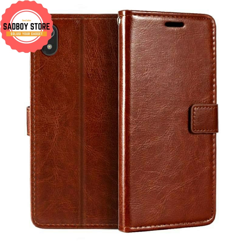 Vivo Y91c(1820) Y1s(1929) LEATHER CASE SARUNG HP DOMPET KULIT FLIP COVER CASE Sadboy Store