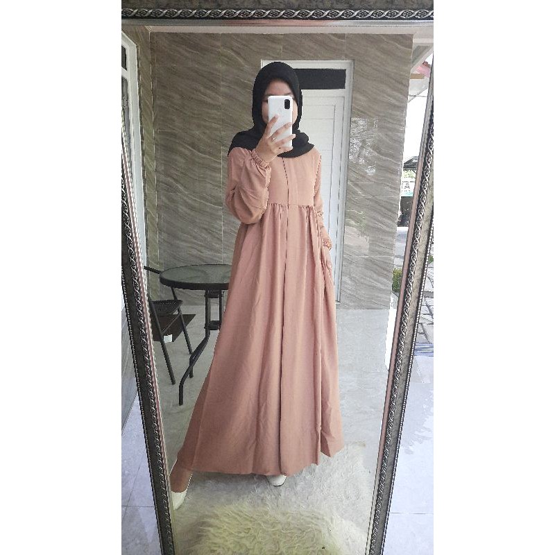 Gamis wollycrepe / ITY crepe / dress basic Polos SERI 1-Basic MOCCA