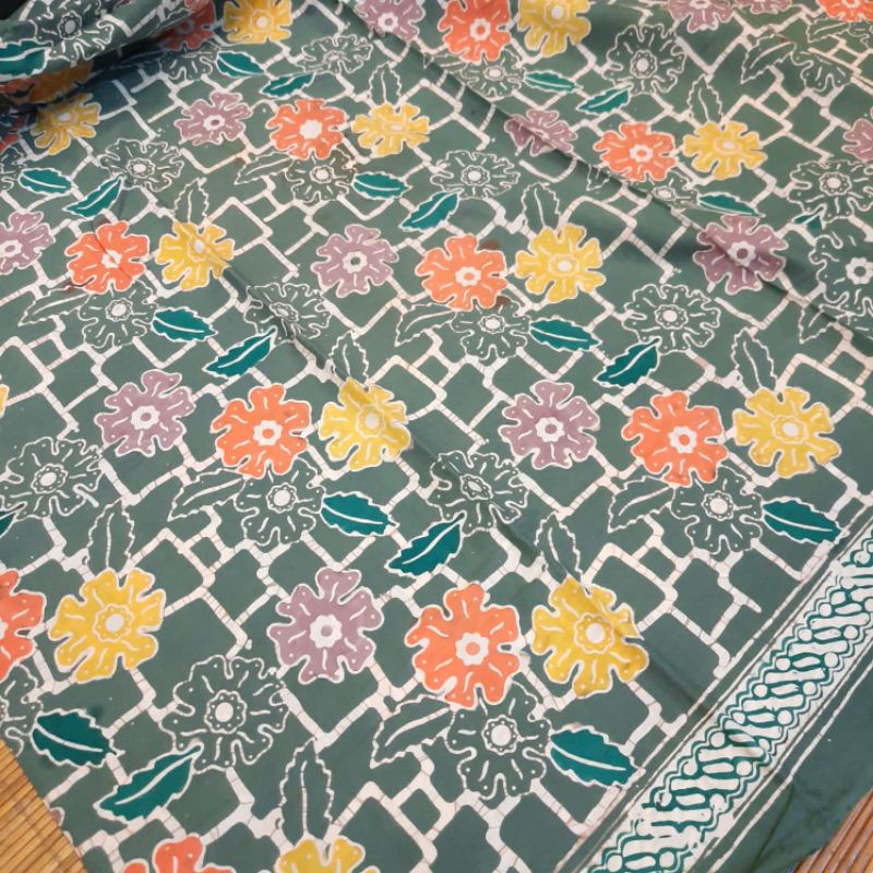 Kain Batik katun CAP solo motif bunga kuning