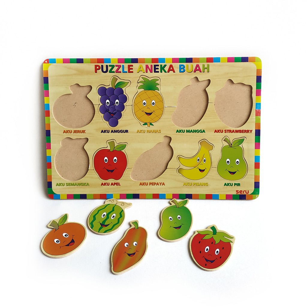 Mainan Kayu Pintar Puzzle Kayu Special Edition Buah Bisa COD