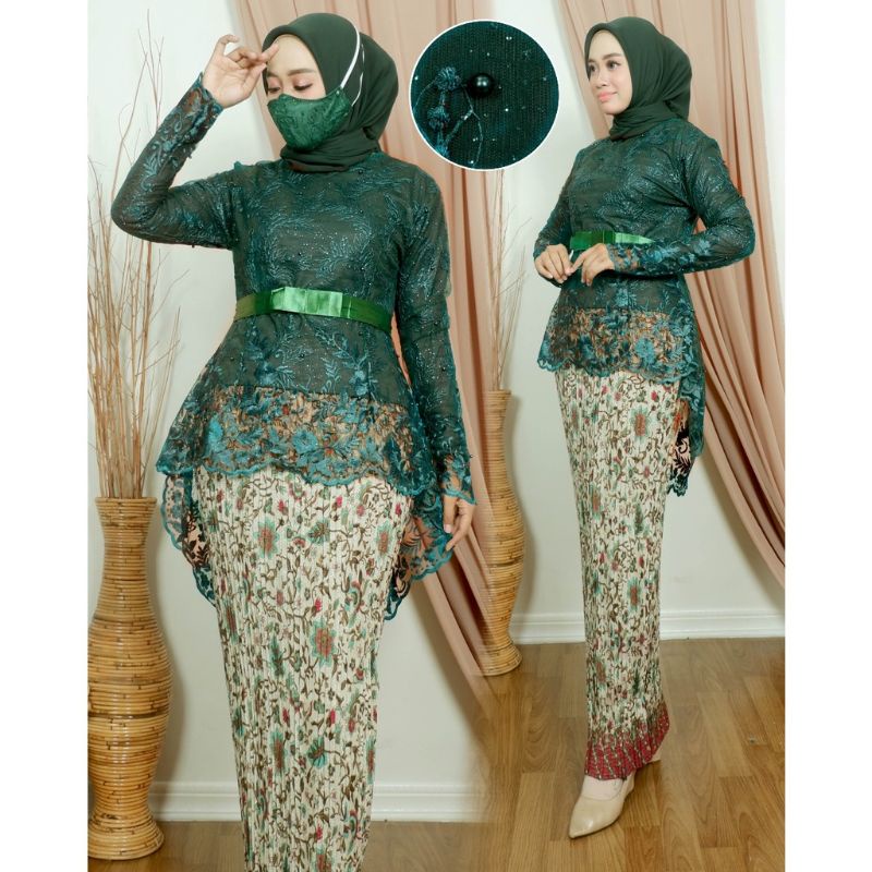 SETELAN KEBAYA AURORA FULL TILE/SETELAN KEBAYA PITA/KEBAYA MODERN/KEBAYA PESTA