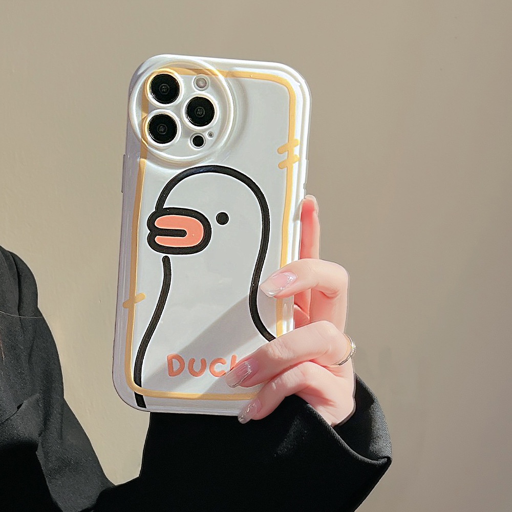 Case Pelindung Motif Kartun Bebek Warna Beige Untuk Iphone 11 8 7 Plus SE2 XS XR 12 13 PRO MAX