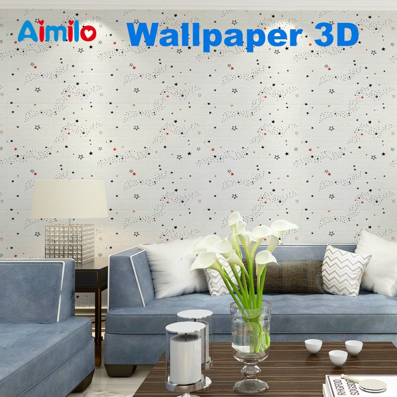 (Aimilo)  Wallpaper Dinding 3D Foam Motif Batu Bata Dekorasi Dinding Kamar Murah Ukuran 70 x 77 CM-6