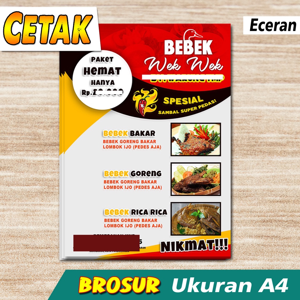 Cetak Menu minuman, menu makanan, murah dapat 2 bahan tebal