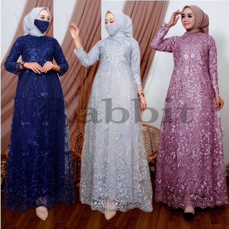 G004 - GAMIS AMIRA BUSUI / TILE FULL BROKAT  MUTIARA / DRESS BRUKAT LEBARAN KONDANGAN PESTA M L XL XXL XXXL STANDAR SAMPAI JUMBO BISA BRIDESMAID DRESS