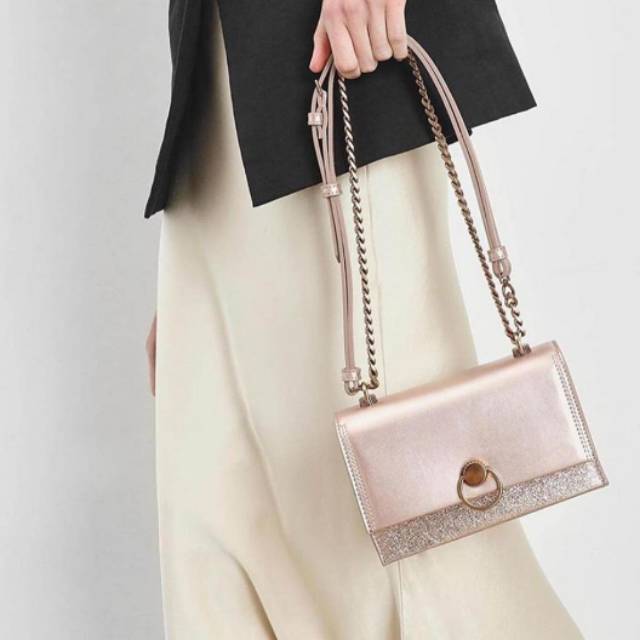 charles and keith rose gold bag