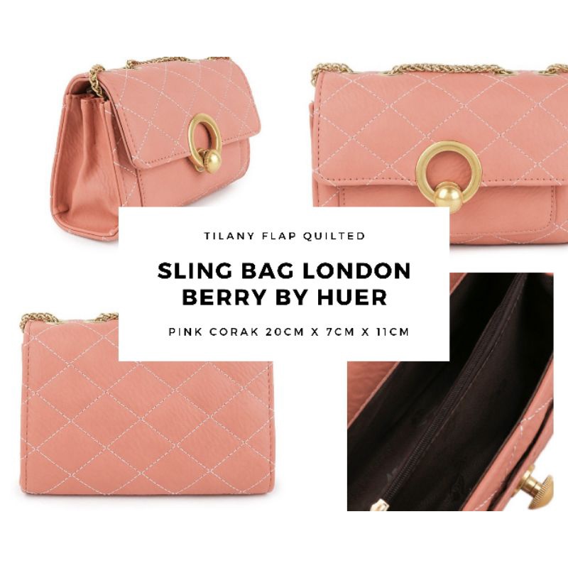 Sling Bag London Berry By Huer Original Counter / Tilany Flap Quilted