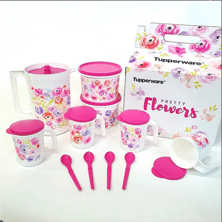 Pretty Flower Pink Set ( Gelas, Toples & Teko )