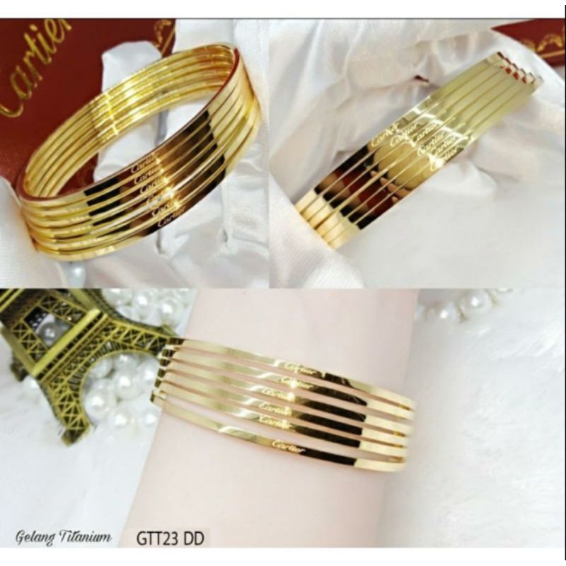 gelang tumpuk titanium lapis emas 24k N2211192