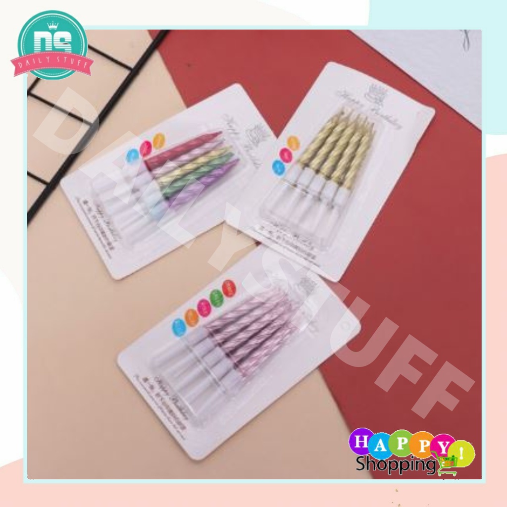 DS Lilin Ulang Tahun 10Pcs Lilin Birthday Candle Party Warna Warni Murah Import