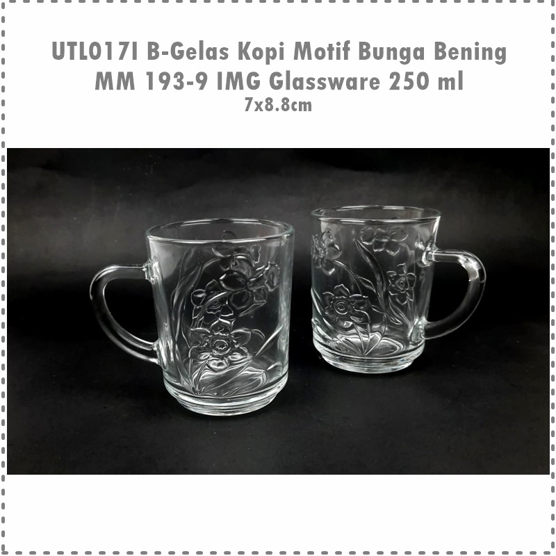 [6pcs] UTL017I B-Gelas Kopi Motif Bunga MM 193-9 IMG Glassware 250 ml